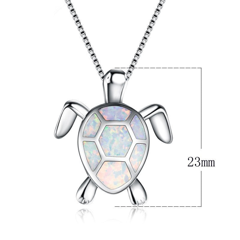 Tortoise Imitated Opal Blue Opal Pendant Necklace