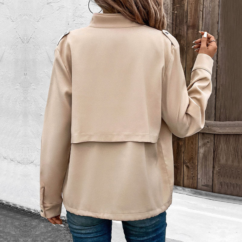 Women's Stand Collar Solid Color Jacket Coat